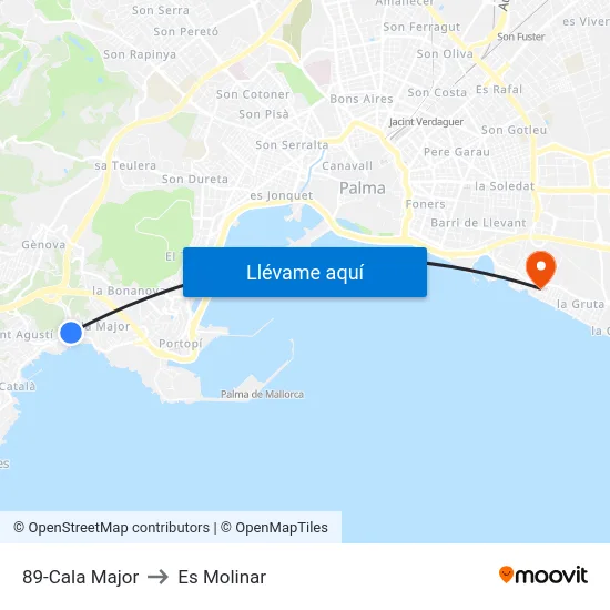 89-Cala Major to Es Molinar map