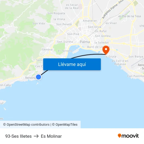 93-Ses Illetes to Es Molinar map