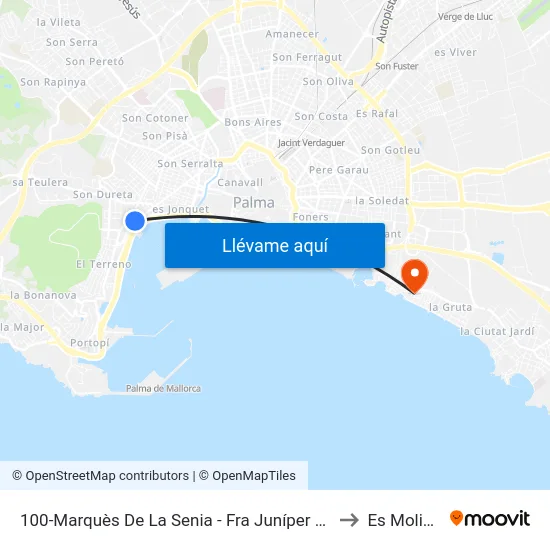 100-Marquès De La Senia - Fra Juníper Serra to Es Molinar map