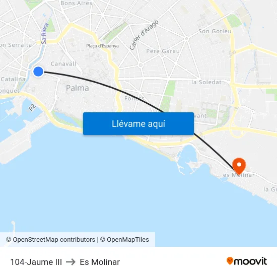 104-Jaume III to Es Molinar map
