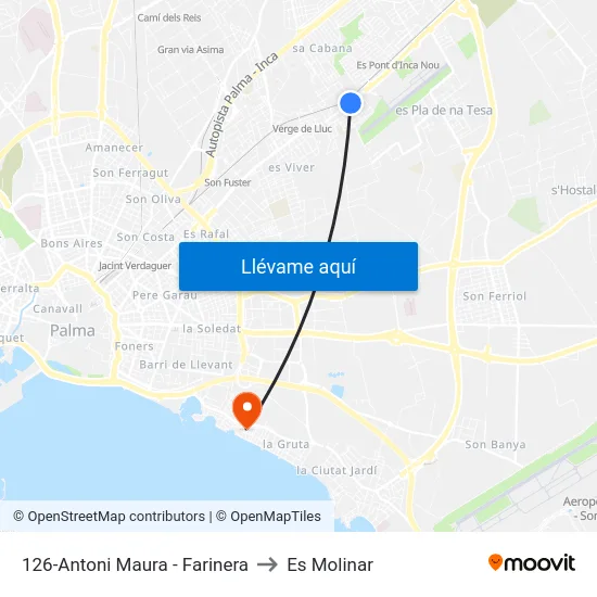 126-Antoni Maura - Farinera to Es Molinar map