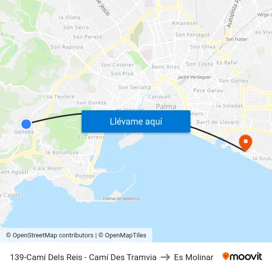 139-Camí Dels Reis - Camí Des Tramvia to Es Molinar map