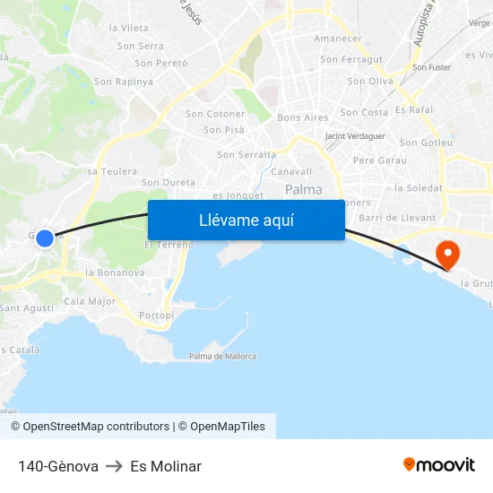 140-Gènova to Es Molinar map