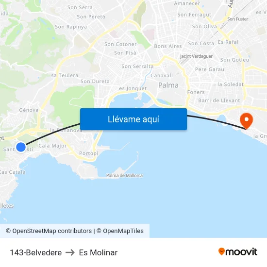 143-Belvedere to Es Molinar map
