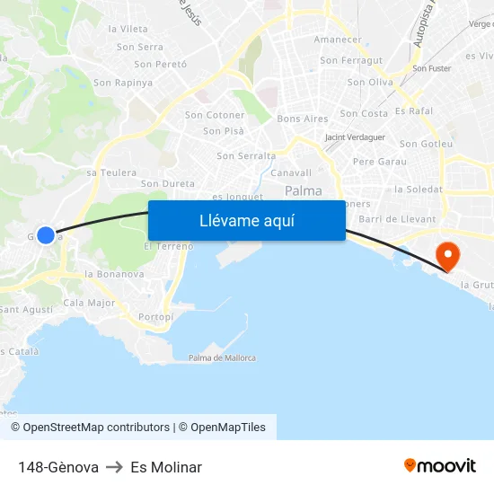 148-Gènova to Es Molinar map