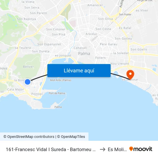 161-Francesc Vidal I Sureda - Bartomeu Pons I Coll to Es Molinar map