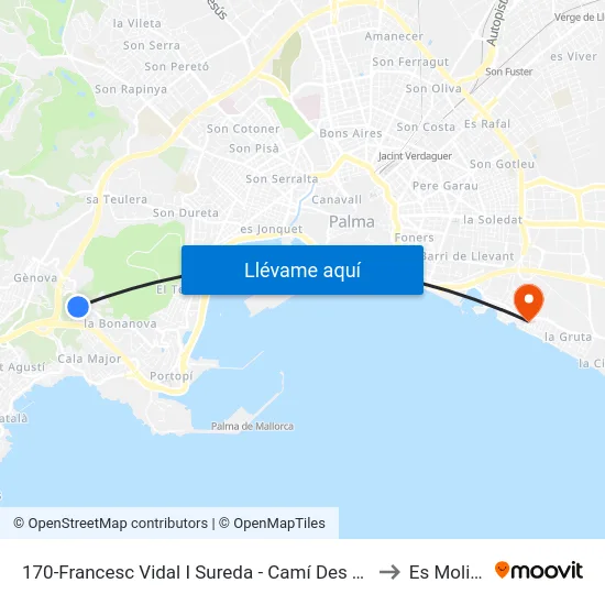 170-Francesc Vidal I Sureda - Camí Des Tramvia to Es Molinar map