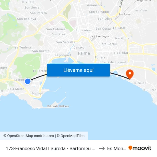 173-Francesc Vidal I Sureda - Bartomeu Pons I Coll to Es Molinar map