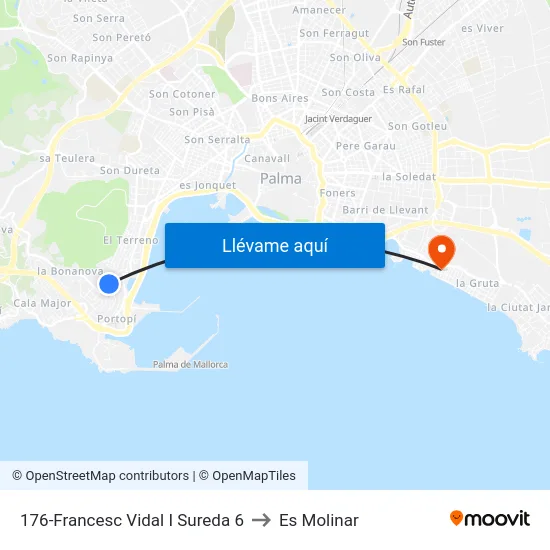 176-Francesc Vidal I Sureda  6 to Es Molinar map