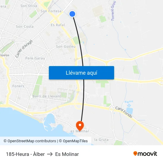 185-Heura - Àlber to Es Molinar map