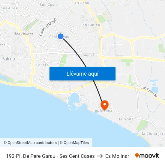 192-Pl. De Pere Garau - Ses Cent Cases to Es Molinar map