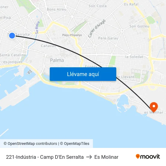 221-Indústria - Camp D'En Serralta to Es Molinar map