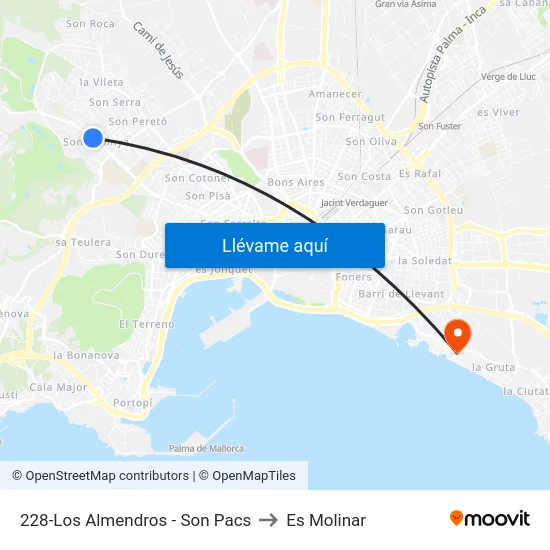 228-Los Almendros - Son Pacs to Es Molinar map