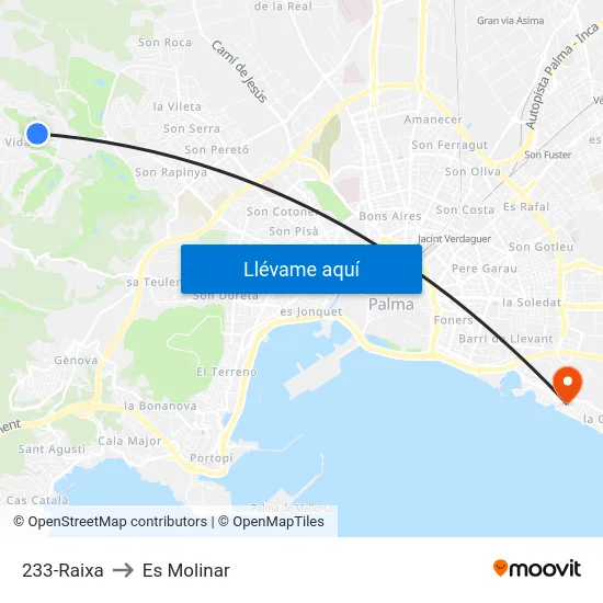 233-Raixa to Es Molinar map