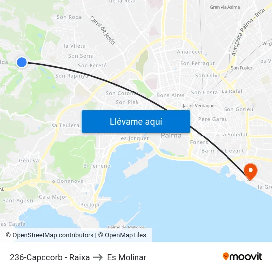 236-Capocorb - Raixa to Es Molinar map