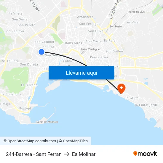 244-Barrera - Sant Ferran to Es Molinar map