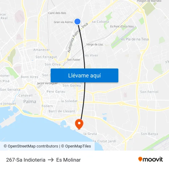 267-Sa Indioteria to Es Molinar map