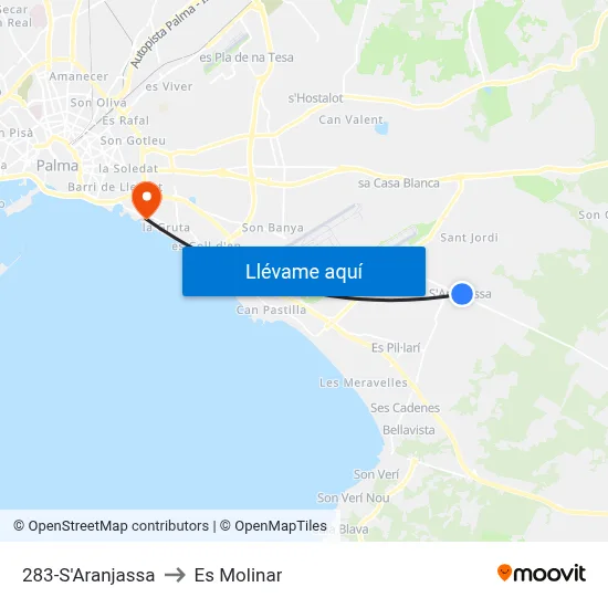 283-S'Aranjassa to Es Molinar map