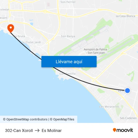 302-Can Xoroll to Es Molinar map