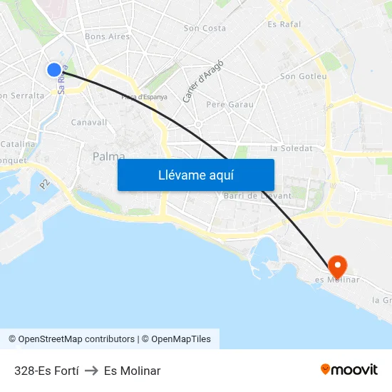 328-Es Fortí to Es Molinar map