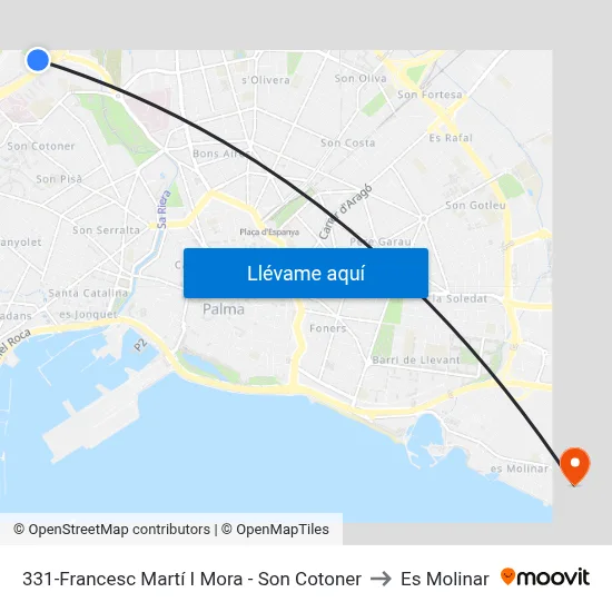 331-Francesc Martí I Mora - Son Cotoner to Es Molinar map