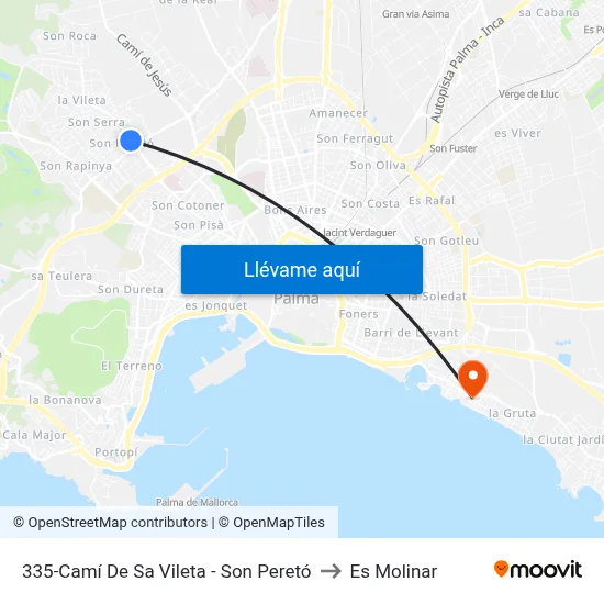 335-Camí De Sa Vileta - Son Peretó to Es Molinar map