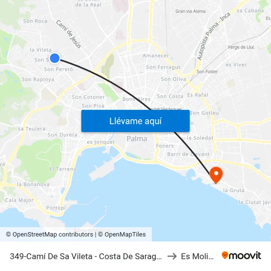349-Camí De Sa Vileta - Costa De Saragossa to Es Molinar map