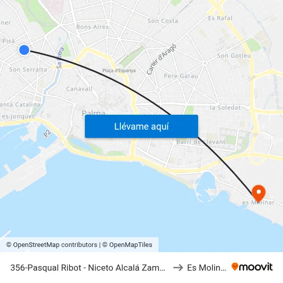 356-Pasqual Ribot - Niceto Alcalá Zamora to Es Molinar map