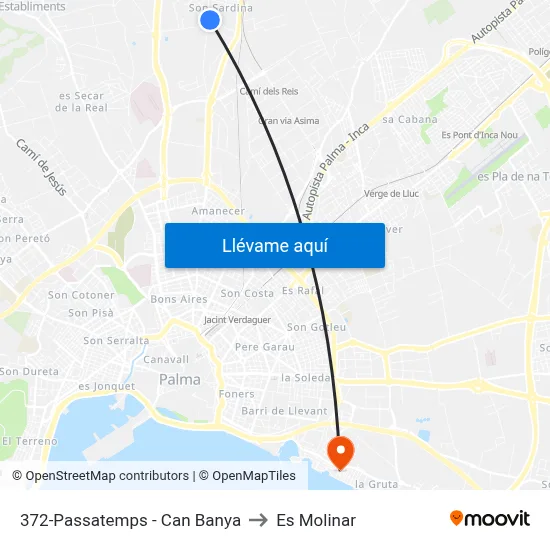 372-Passatemps - Can Banya to Es Molinar map