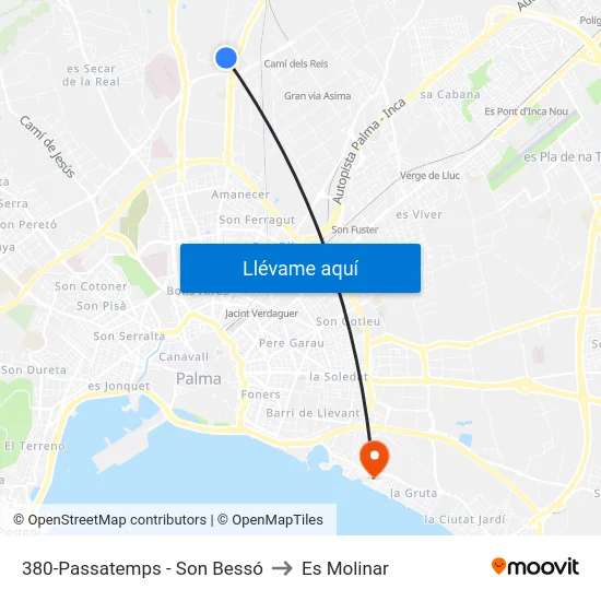 380-Passatemps - Son Bessó to Es Molinar map