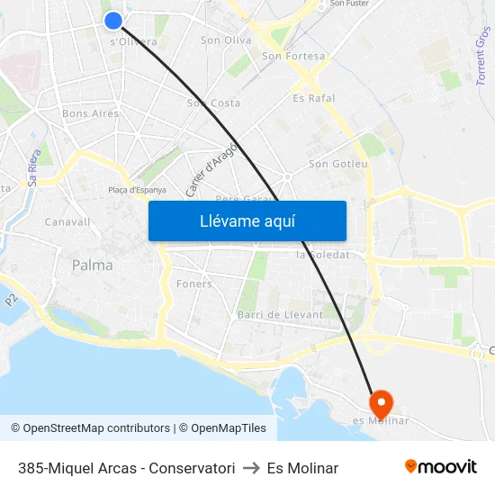 385-Miquel Arcas - Conservatori to Es Molinar map