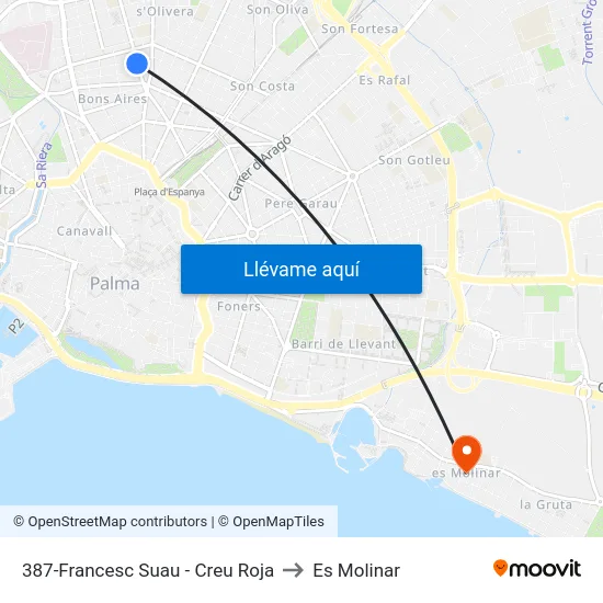 387-Francesc Suau - Creu Roja to Es Molinar map