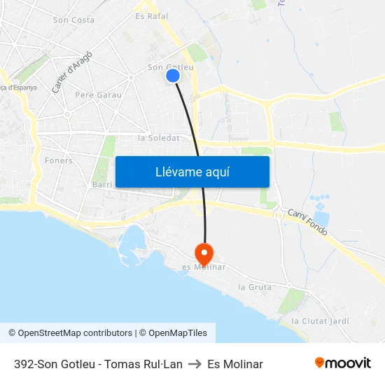 392-Son Gotleu - Tomas Rul·Lan to Es Molinar map