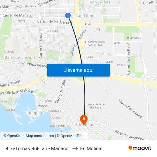 416-Tomas Rul·Lan - Manacor to Es Molinar map