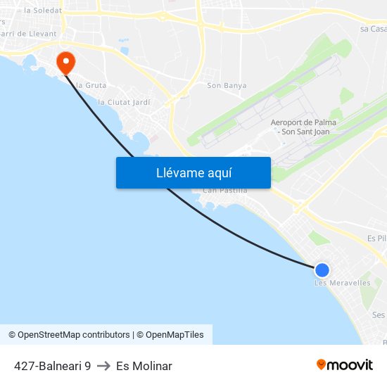 427-Balneari 9 to Es Molinar map