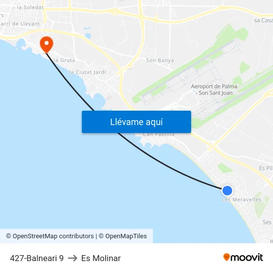 427-Balneari 9 to Es Molinar map