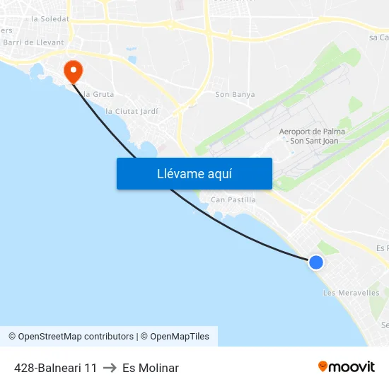 428-Balneari 11 to Es Molinar map