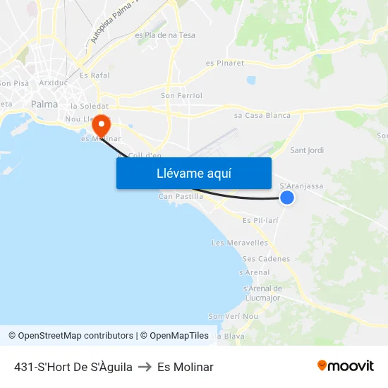 431-S'Hort De S'Àguila to Es Molinar map