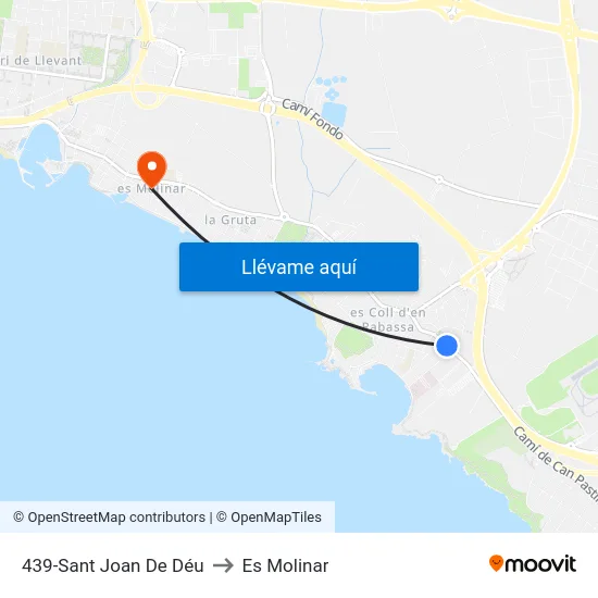 439-Sant Joan De Déu to Es Molinar map
