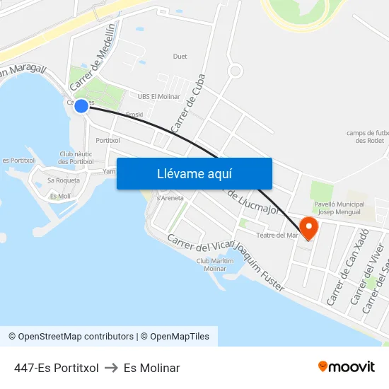 447-Es Portitxol to Es Molinar map
