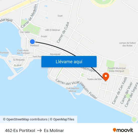 462-Es Portitxol to Es Molinar map