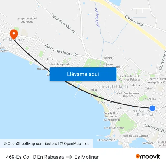 469-Es Coll D'En Rabassa to Es Molinar map