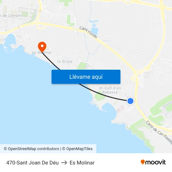 470-Sant Joan De Déu to Es Molinar map