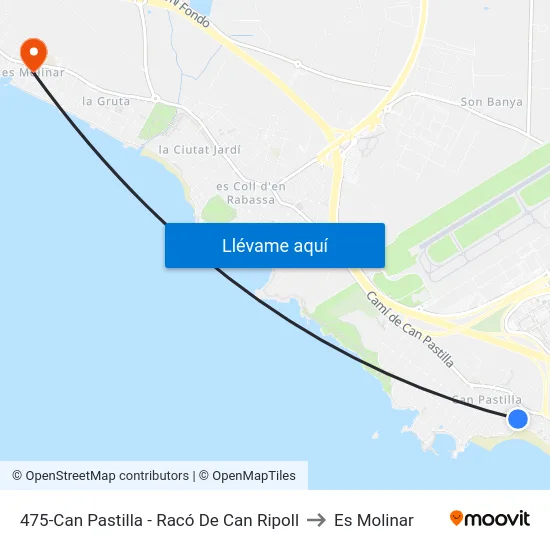 475-Can Pastilla - Racó De Can Ripoll to Es Molinar map