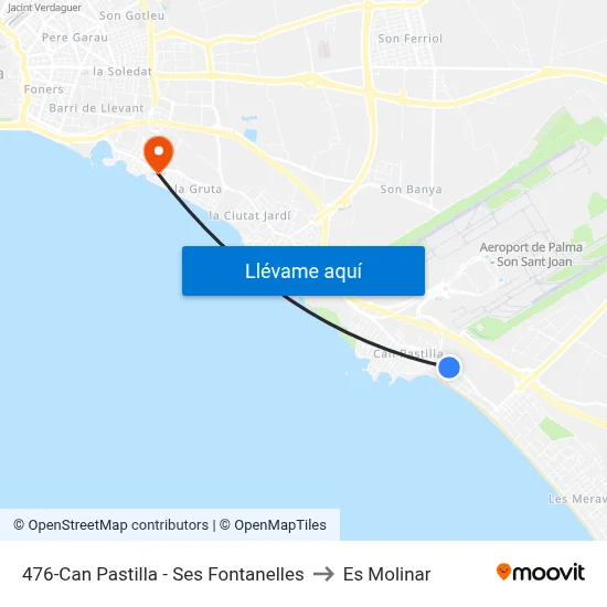 476-Can Pastilla - Ses Fontanelles to Es Molinar map