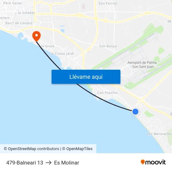 479-Balneari 13 to Es Molinar map