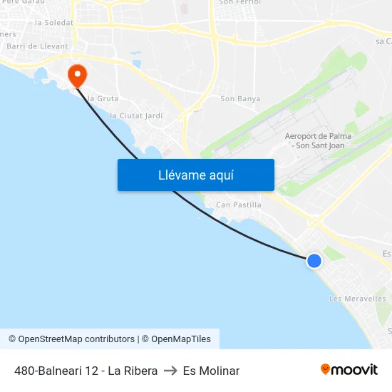 480-Balneari 12 - La Ribera to Es Molinar map