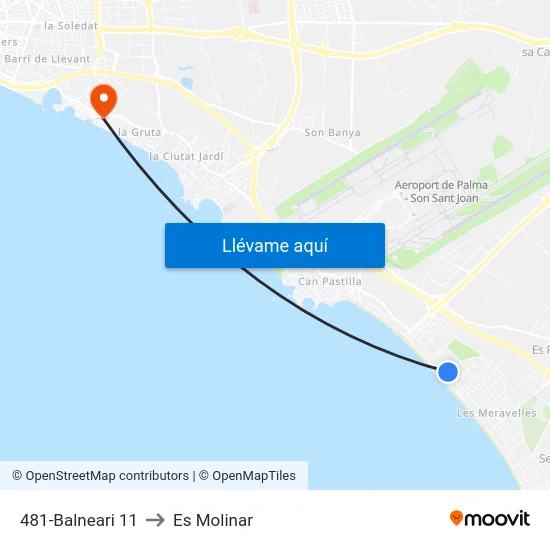 481-Balneari 11 to Es Molinar map