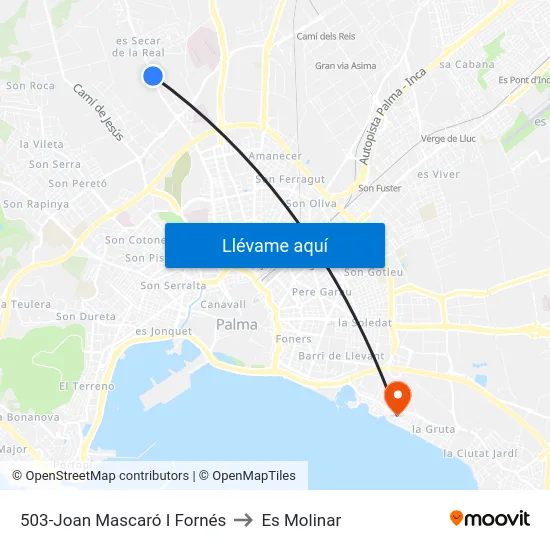 503-Joan Mascaró I Fornés to Es Molinar map