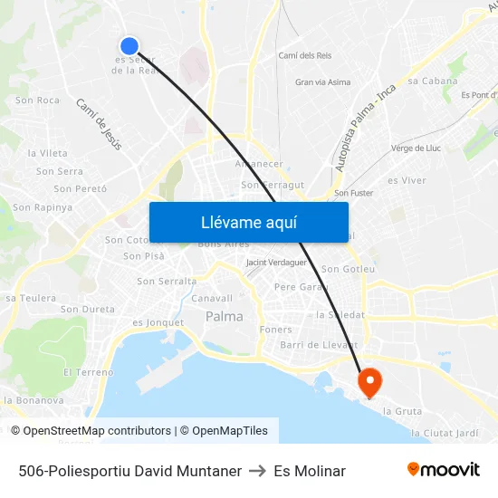 506-Poliesportiu David Muntaner to Es Molinar map